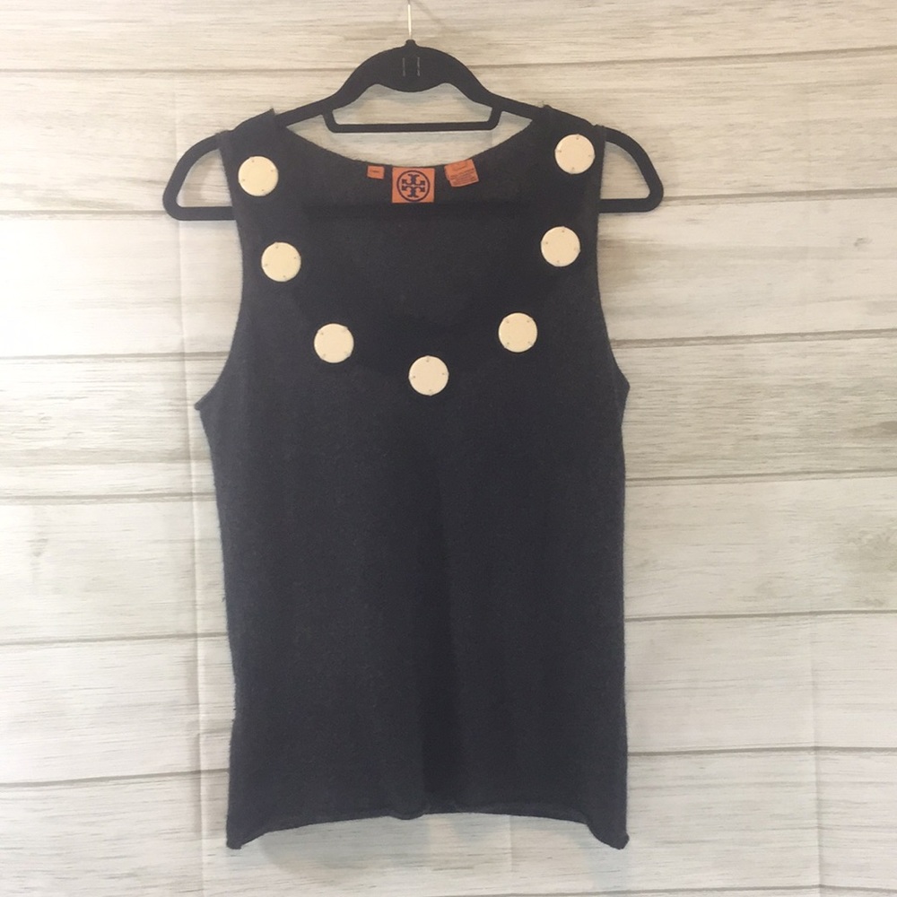 Grey ToryBurch Sleeveless Cashmere Sweater Tank •L